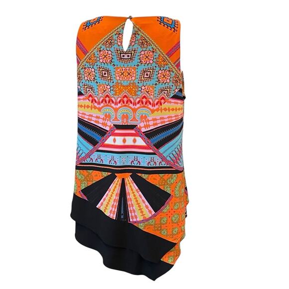 Coco Bianco Multicolor Sleeveless Asymmetrical Tunic Top or Minidress size L - Picture 3 of 10